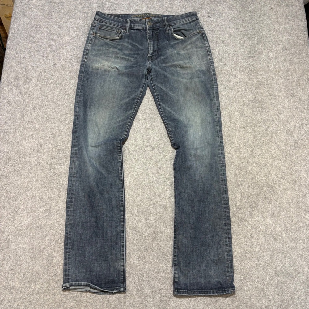 American Eagle Original Straight Jeans Mens 32x34 Blue Denim Medium Wash 0374